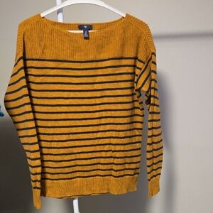 GAP Mustard Yellow & Navy Striped Boatneck Sweater